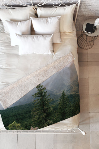 Hannah Kemp Green Forest Landscape Fleece Throw Blanket