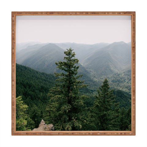 Hannah Kemp Green Forest Landscape Square Tray