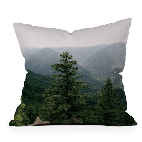 Hannah Kemp Green Forest Landscape Outdoor Throw Pillow