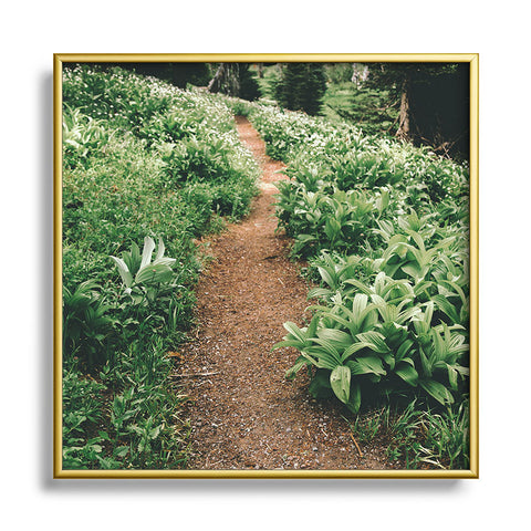 Hannah Kemp Green Hiking Trail Square Metal Framed Art Print