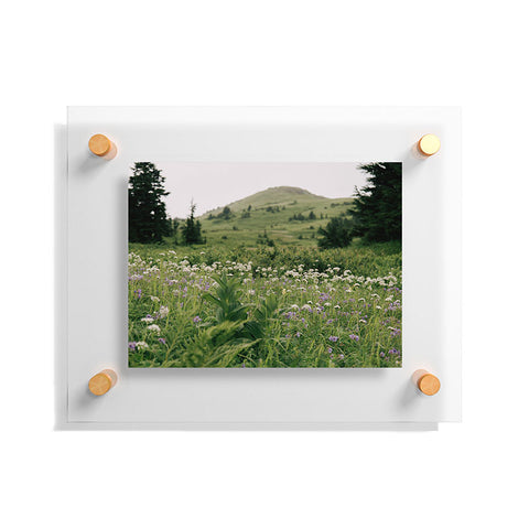 Hannah Kemp Green Wildflower Landscape Floating Acrylic Print