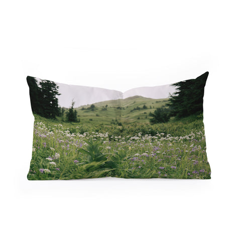 Hannah Kemp Green Wildflower Landscape Oblong Throw Pillow