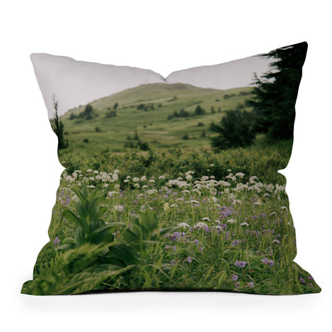 Hannah Kemp Green Wildflower Landscape Outdoor Throw Pillow