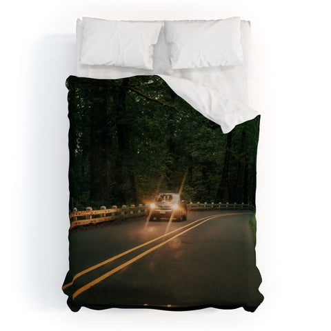 Hannah Kemp Headlights in the Forest Duvet Cover