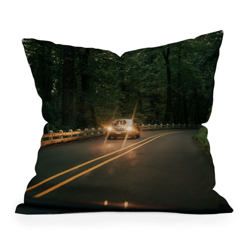 Hannah Kemp Headlights in the Forest Throw Pillow