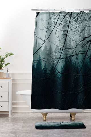 Hannah Kemp Moody Blue Forest Shower Curtain And Mat
