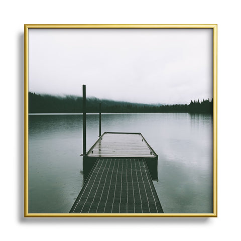 Hannah Kemp Moody Lake Dock Square Metal Framed Art Print