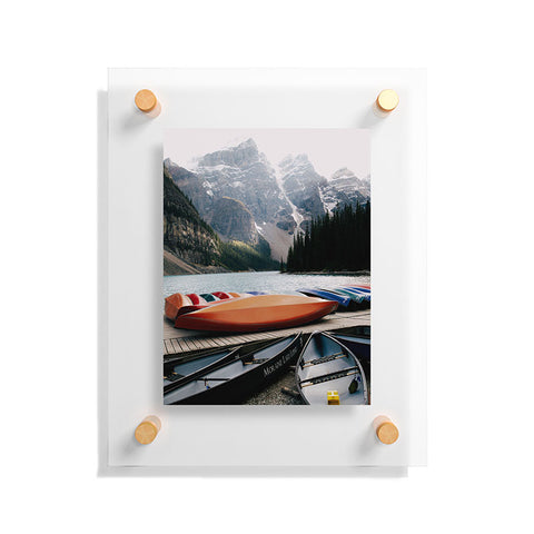 Hannah Kemp Moraine Canoes Floating Acrylic Print