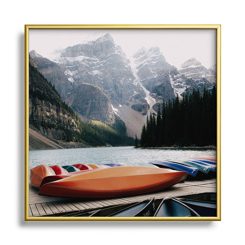 Hannah Kemp Moraine Canoes Square Metal Framed Art Print