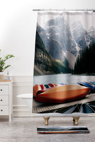 Hannah Kemp Moraine Canoes Shower Curtain And Mat