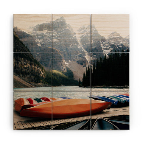 Hannah Kemp Moraine Canoes Wood Wall Mural