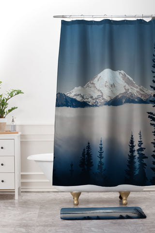 Hannah Kemp Mount Rainier Shower Curtain And Mat