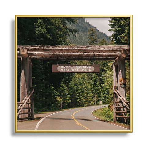 Hannah Kemp Mt Rainier Park Entrance Square Metal Framed Art Print