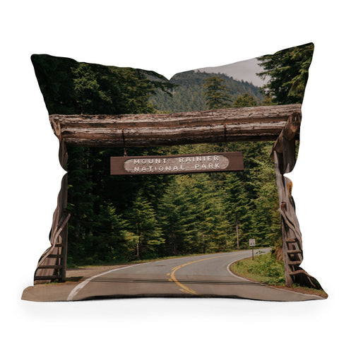Hannah Kemp Mt Rainier Park Entrance Outdoor Throw Pillow