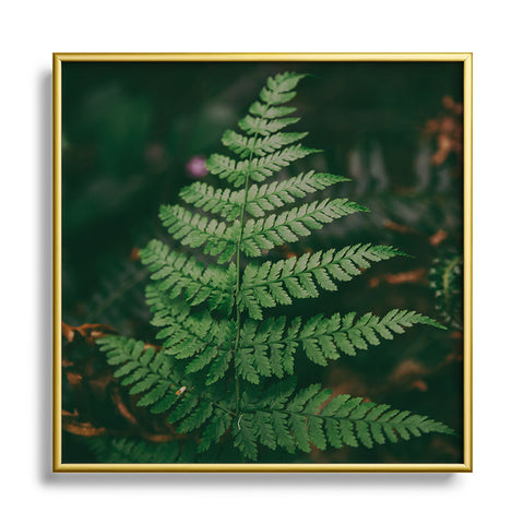 Hannah Kemp One Fern Square Metal Framed Art Print