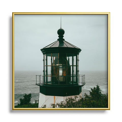 Hannah Kemp Oregon Lighthouse Square Metal Framed Art Print