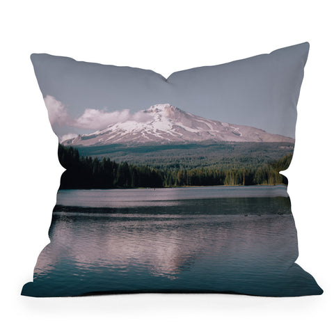 Hannah Kemp Pastel Mountain Lake Outdoor Throw Pillow