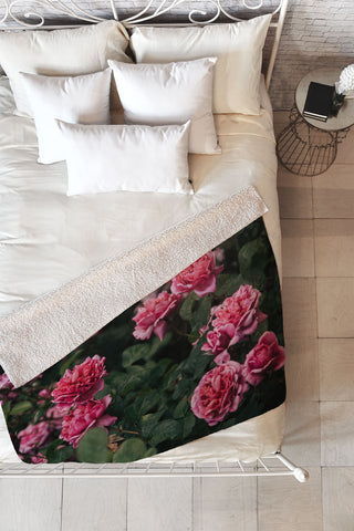 Hannah Kemp Pink Rose Garden Fleece Throw Blanket