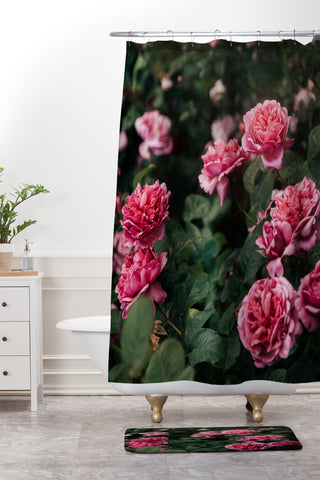 Hannah Kemp Pink Rose Garden Shower Curtain And Mat
