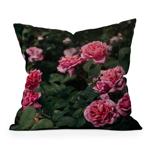 Hannah Kemp Pink Rose Garden Outdoor Throw Pillow