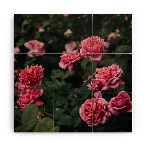 Hannah Kemp Pink Rose Garden Wood Wall Mural