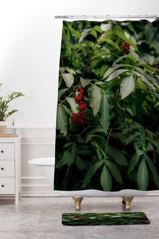 Hannah Kemp Red Elderberry Shower Curtain And Mat