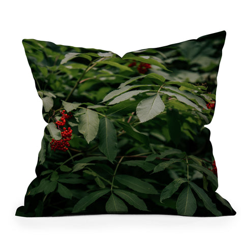 Hannah Kemp Red Elderberry Throw Pillow