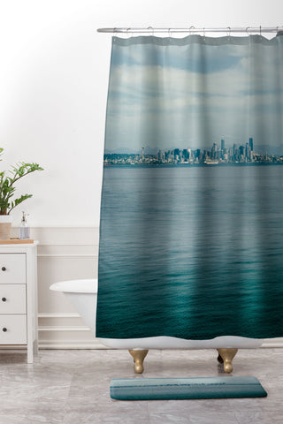 Hannah Kemp Seattle Blues Shower Curtain And Mat