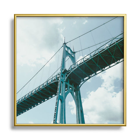 Hannah Kemp St Johns Bridge Square Metal Framed Art Print