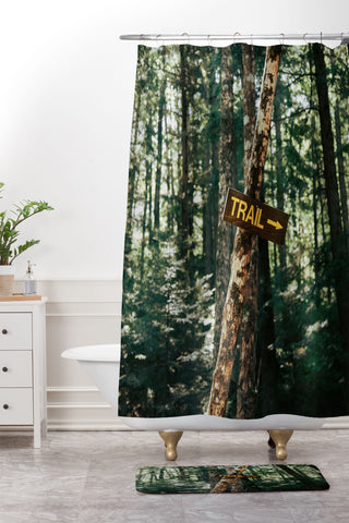 Hannah Kemp Trail Sign Shower Curtain And Mat