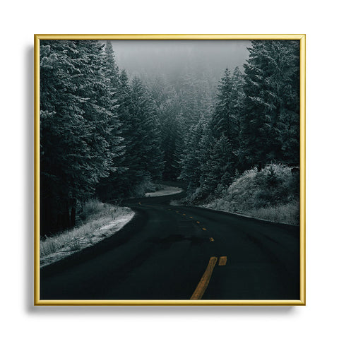 Hannah Kemp Winter Road Square Metal Framed Art Print