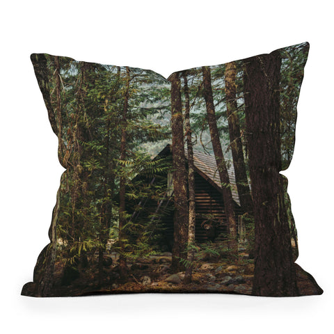 Hannah Kemp Woodland Cabin Throw Pillow