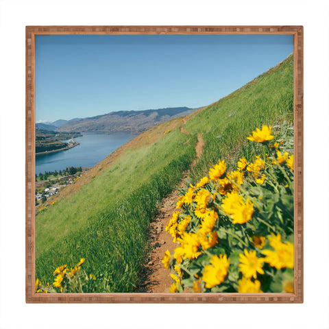 Hannah Kemp Yellow Flower Path Square Tray