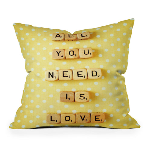 Happee Monkee All You Need Is Love 1 Outdoor Throw Pillow