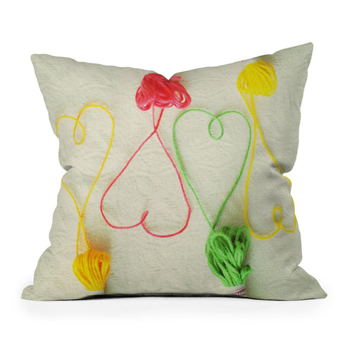 Happee Monkee Heart Strings Outdoor Throw Pillow