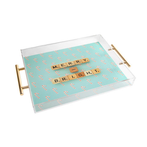 Happee Monkee Merry and Bright Candy Canes Acrylic Tray
