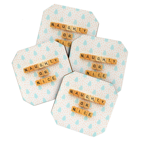 Happee Monkee Naughty or Nice Scrabble Coaster Set
