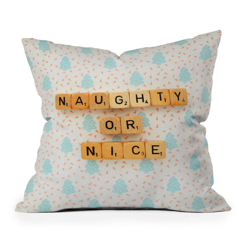 Happee Monkee Naughty or Nice Scrabble Outdoor Throw Pillow