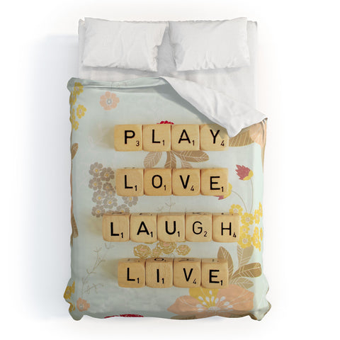 Happee Monkee Play Love Laugh Live Duvet Cover