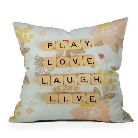 Happee Monkee Play Love Laugh Live Outdoor Throw Pillow