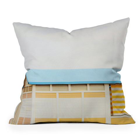 Happee Monkee Sunny Beach Huts Outdoor Throw Pillow