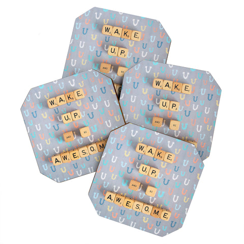 Happee Monkee Wake Up And Be Awesome Coaster Set