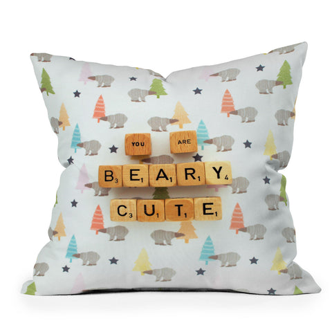 Happee Monkee You Are Beary Cute Outdoor Throw Pillow