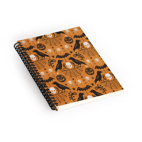 Heather Dutton All Hallows Eve Orange Black Spiral Notebook
