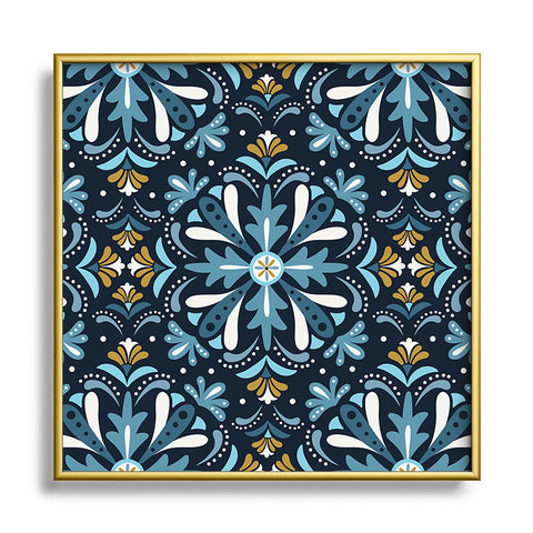 Heather Dutton Andalusia Midnight Blues Square Metal Framed Art Print