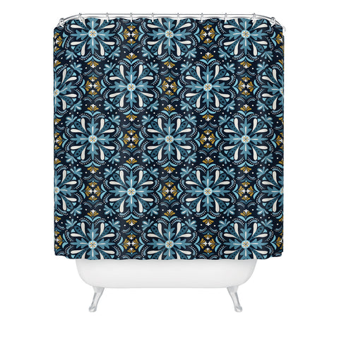 Heather Dutton Andalusia Midnight Blues Shower Curtain
