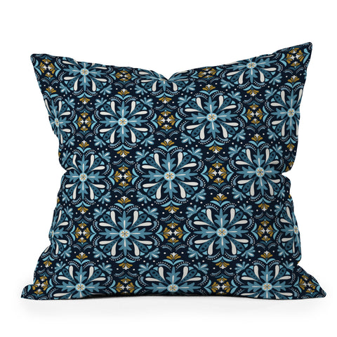 Heather Dutton Andalusia Midnight Blues Throw Pillow