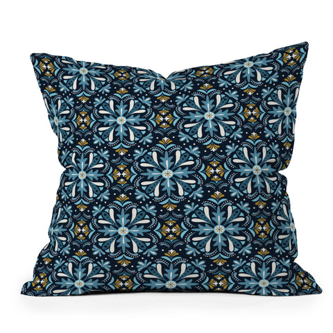 Heather Dutton Andalusia Midnight Blues Outdoor Throw Pillow