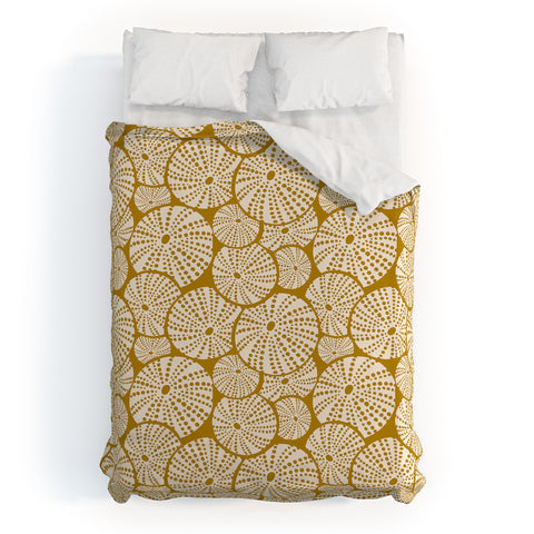 Heather Dutton Bed Of Urchins Gold Ivory Duvet Cover