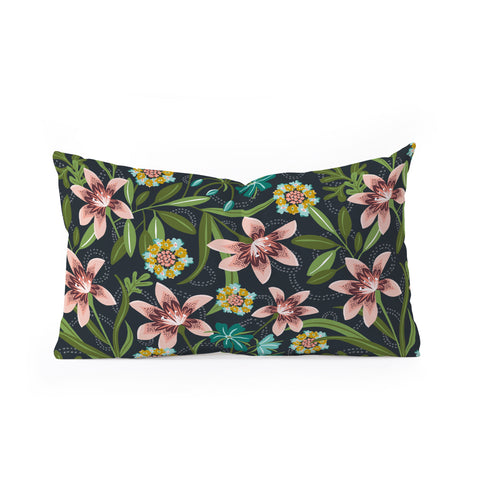 Heather Dutton Brise de Jardin Midnight Blush Oblong Throw Pillow